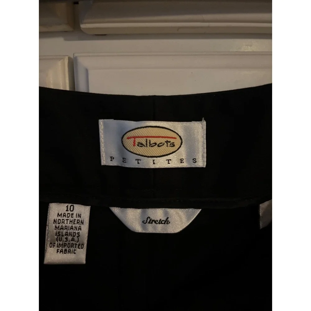 Talbots Petites Womens 10P Black Stretch Straight Leg Dress Pants Cotton Blend‎